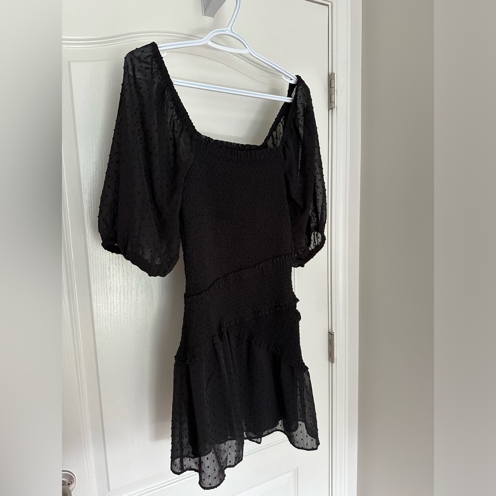 Black NWOT Madison Marcus Puff Sleeve Dress - Picture 5 of 6